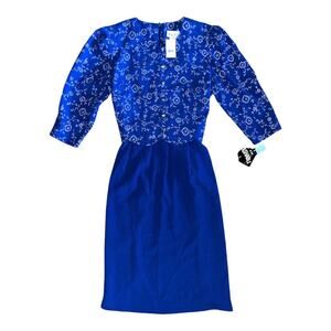 NWT Miss Dorby Blue/Silver Shirtwaist Dress Size 16